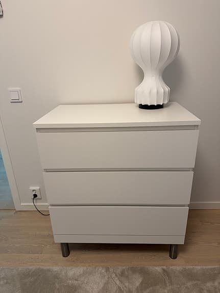 MALM Byrå med 3 lådor, vit, 80x78 cm från Ikea