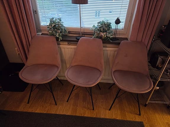Matstolar 6st i rosa sammet