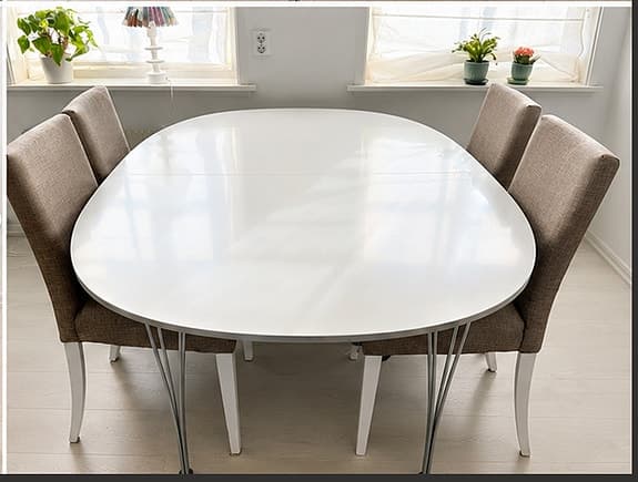 Fritz Hansen Bruno Mathsson matbord vitt