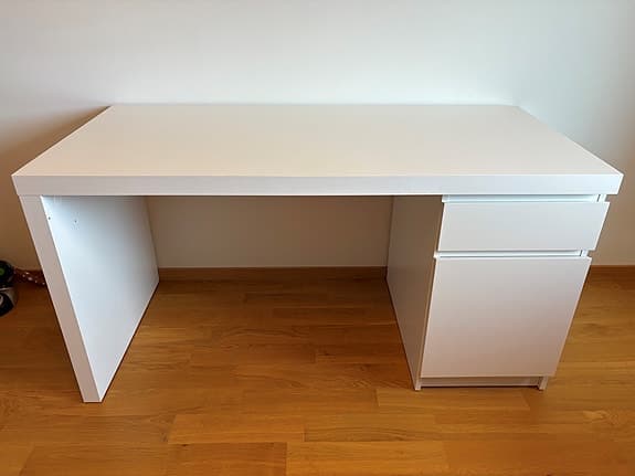 Skrivbord, vit, 140 x 65 cm, IKEA Malm