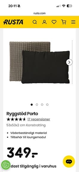Ryggstöd Porto konstrotting grå med svart dyna 3 st