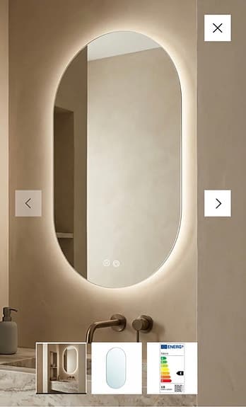 Badrumsspegel Imfri LED 50x100 cm Tenfors Oval