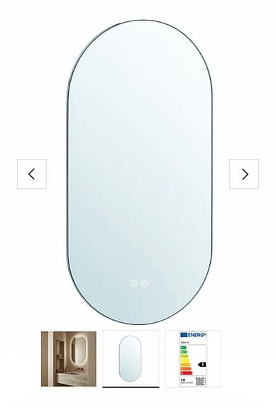 Badrumsspegel Imfri LED 50x100 cm Tenfors Oval