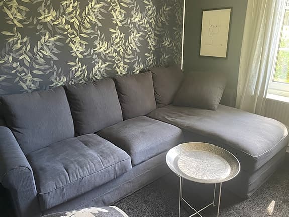 IKEA hörnsoffa grå med schäslong