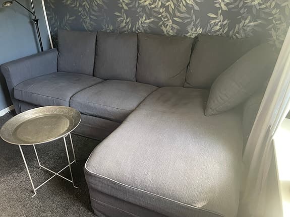 IKEA hörnsoffa grå med schäslong