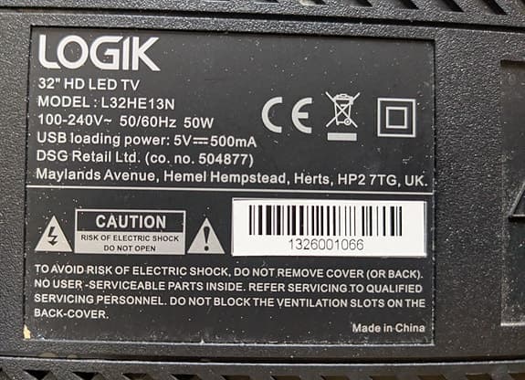 Logik 32 tums LED-TV  med väggfäste. Hämtrabatt 200 kr.. Ytterligare prissänkt;