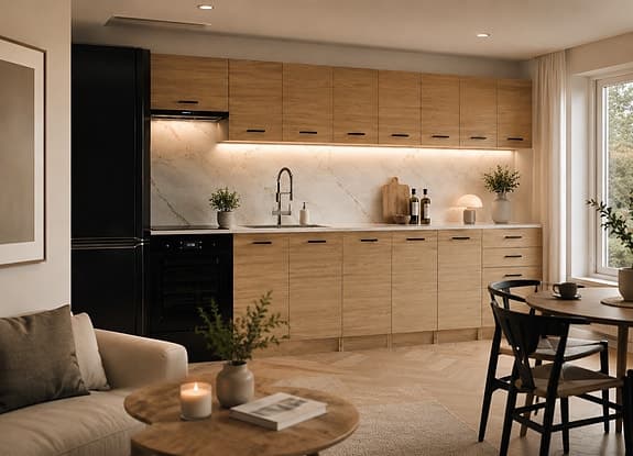 Modern kök i naturträ ek 300cm