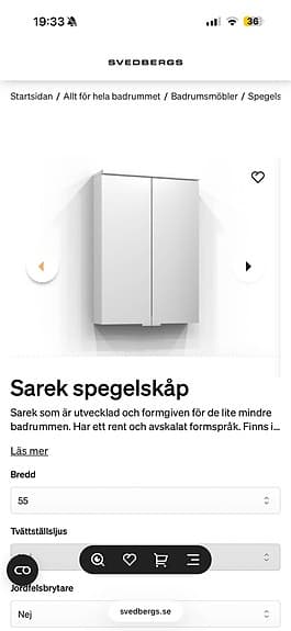 Sarek spegelskåp 55 vit med LED