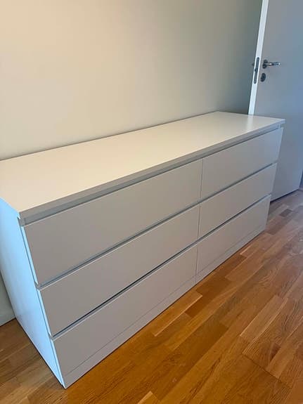 IKEA MALM byrå 6 lådor – vit, mycket fint skick