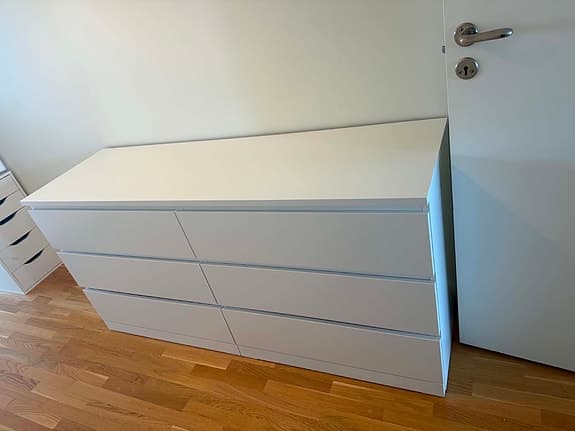 IKEA MALM byrå 6 lådor – vit, mycket fint skick