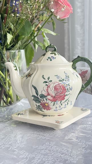 Villeroy & Boch tekanna med fat blommigt porslin