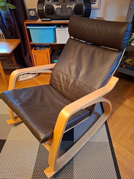 IKEA fåtölj med gungstativ brunt läder