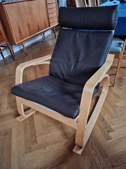IKEA fåtölj med gungstativ brunt läder