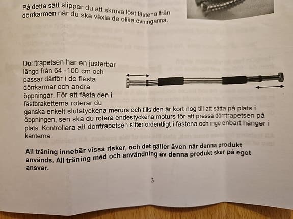 HangOn dörrtrapets / chin up bar justerbar 64–100 cm
