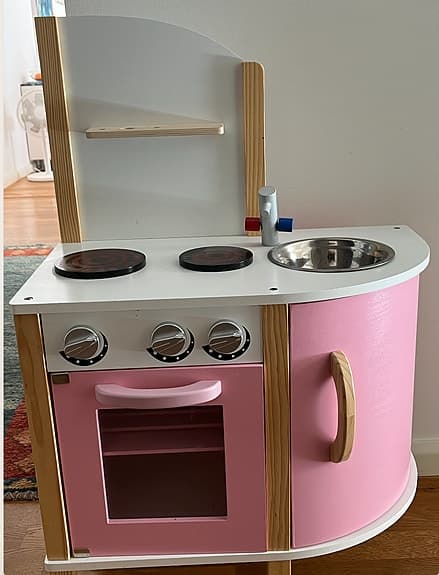 Leksakskök rosa med spis och diskho