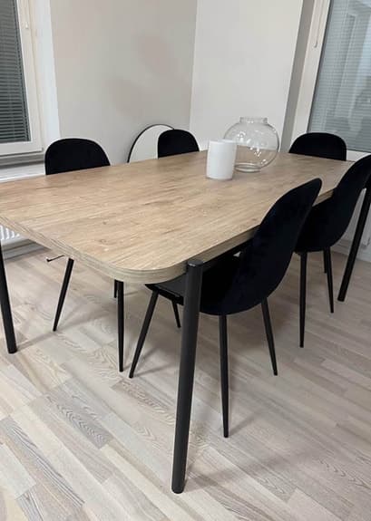 Ellos Matgrupp Gilda – Bord 180x90 cm + 6 sammetsstolar
