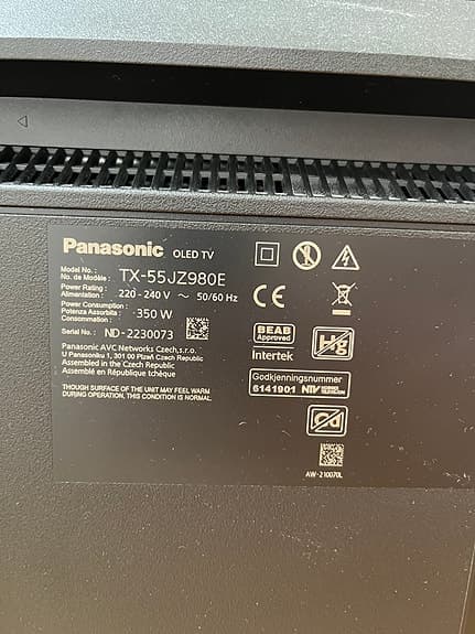 Panasonic OLED 55” TX-55JZ980E