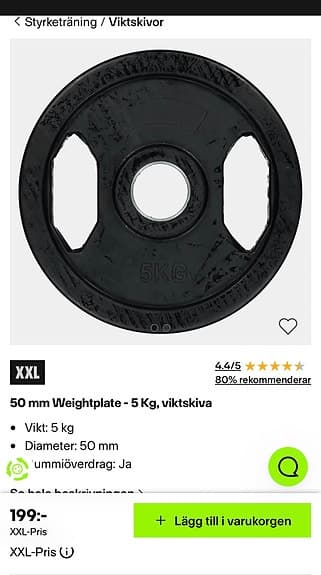 curlstång med viktskivor 5 kg