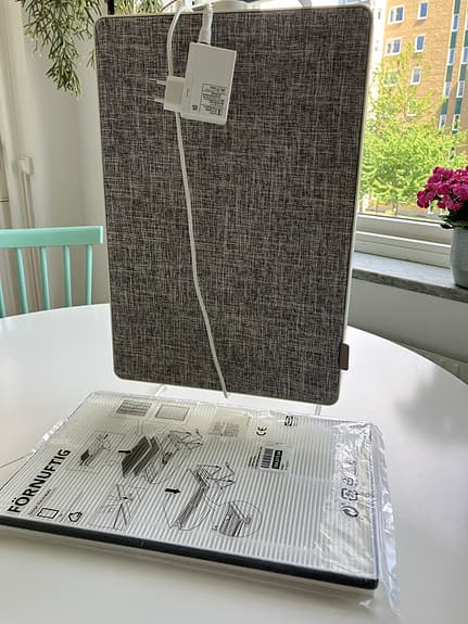Ikea FÖRNUFTIG luftrenare vit med grått tygfilter