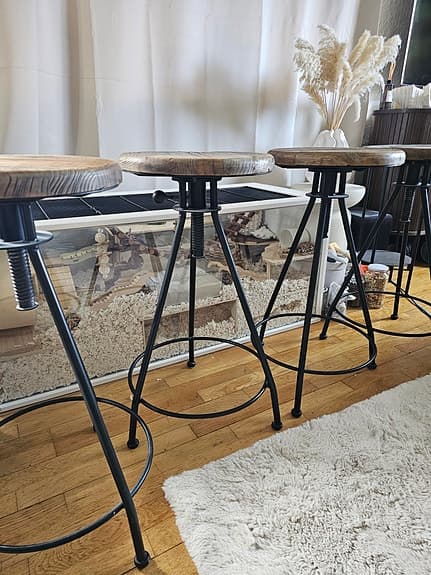 4 st Artwood Elmwood barstolar – massivt almträ / industriell vintage-stil