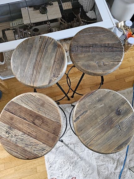 4 st Artwood Elmwood barstolar – massivt almträ / industriell vintage-stil