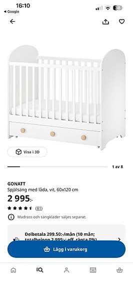 IKEA Godnatt spjälsäng