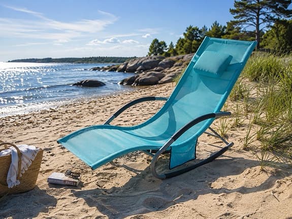 Turkos gungstol/solstol för uteplats och strand
