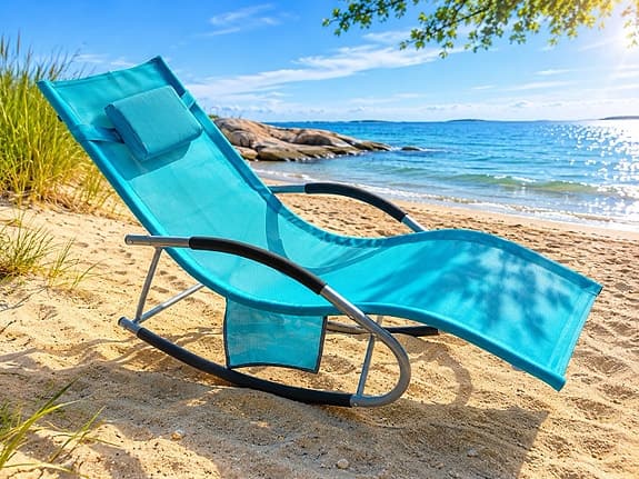 Turkos gungstol/solstol för uteplats och strand