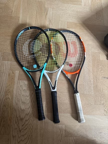 3 tennisracketar: 2 Artengo + 1 Wilson, bra skick
