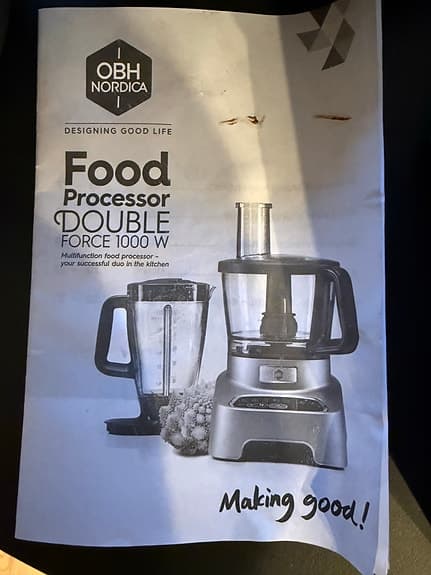 OBH Nordica Double Force matberedare 1000W