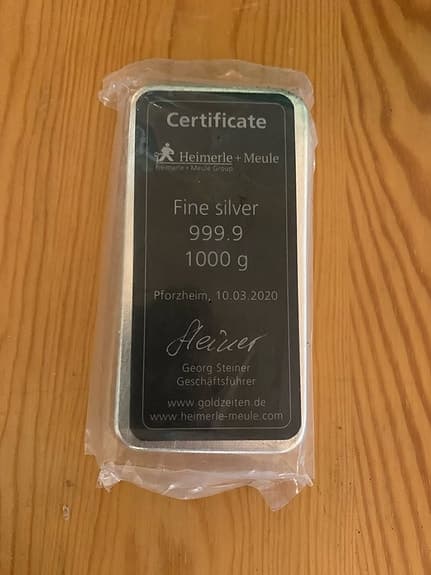 Silvertacka 1kg Heimerle + Meule Fint silver 999.9