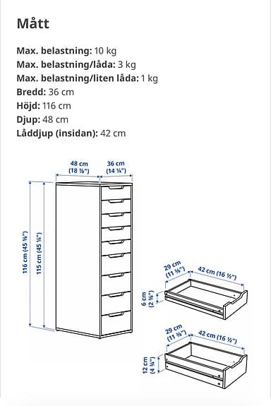 Ikea Alex hurts/byrå 9 lådor