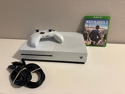 Xbox One S + kontroll, kablar och Watch Dogs 2