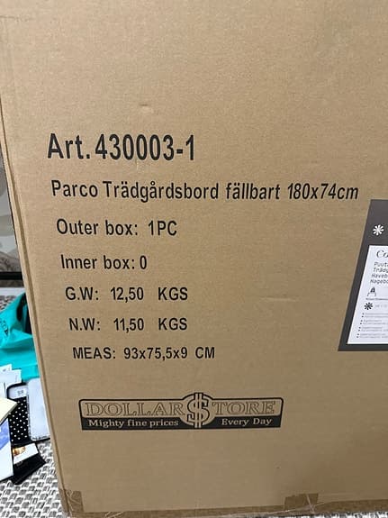 Parco trädgårdsbord fällbart 180x74 cm