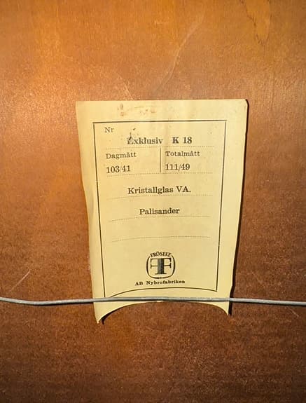 Fröseke Exklusiv K18 spegel i palisander – svensk design 1960-tal
