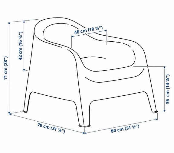 Grå Ikea Skarpö fåtölj för uteplats/balkong
