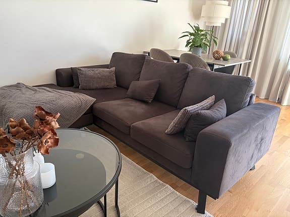 Copenhagen compact 3-sits vändbar L formad divansoffa i sammet