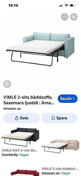 Ikea Vimle ljusblå bäddsoffa, 2 sits