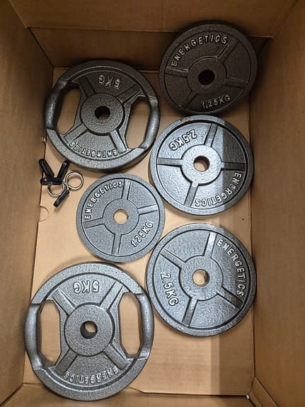 Energetics viktskivor och skivstång för styrketräning