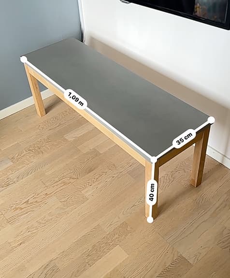 Ekbänk med betongskiva (från Svenska hem)