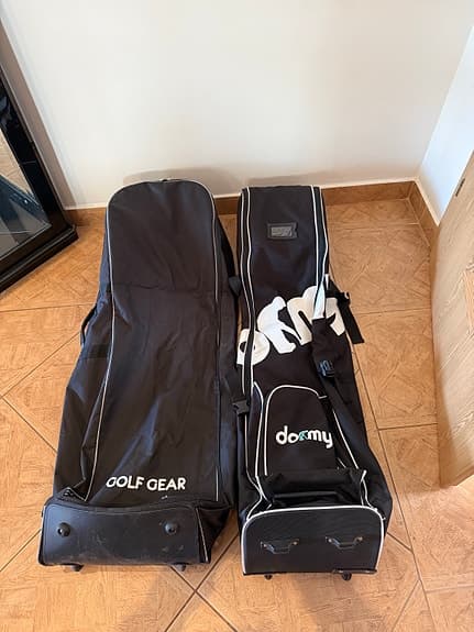 2 stycken Dormy golfresefodral/golf gear svart på hjul