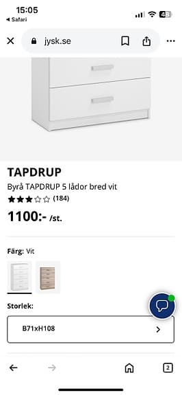 Byrå med 5 lådor