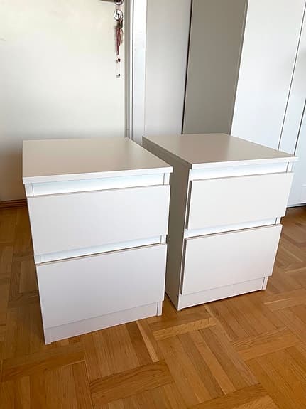 IKEA KULLEN byrå med två lådor vit, 2 st