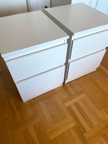 IKEA KULLEN byrå med två lådor vit, 2 st