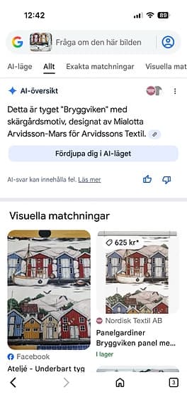 Nytt tyg Arvidssons Textil Bryggvik metervara tyg skärgårdsmotiv