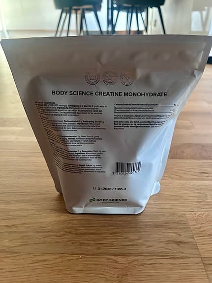 Body Science Creatine Monohydrate 500g – Nästan full påse