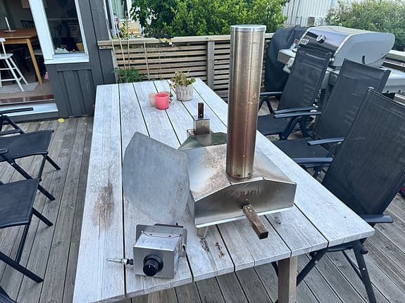 Uuni 3 pizzaugn i rostfritt stål med skorsten