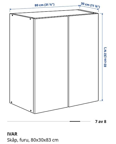 3st målade IVAR skåp IKEA