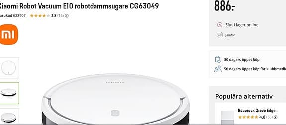 Xiaomi Robotdammsugare E10