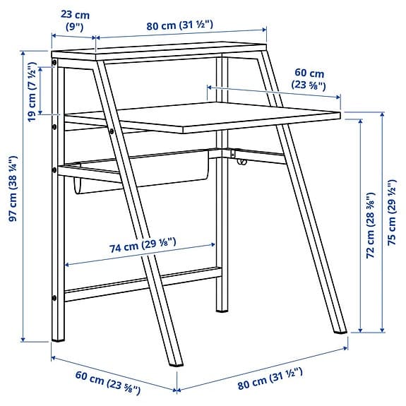 MITTPLAN Skrivbord, vit, 80x60 cm